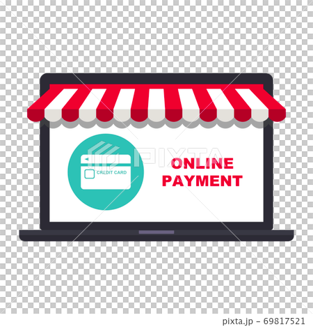オンラインショップコンセプト ノートパソコンとクレジットカード オンラインショップコンセプト ノートパソコンとクレジットカード 69817521