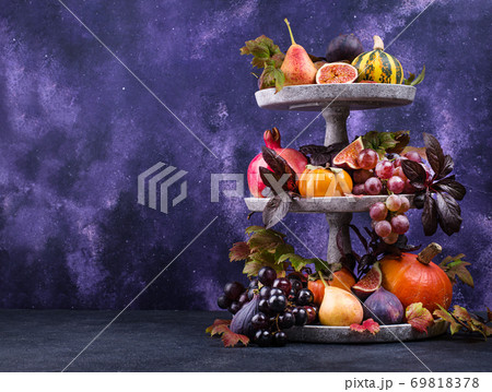 Halloween composition with autumn fruits 69818378