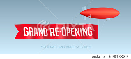 Grand opening or re-opening vector illustration, background with vintage zeppelin 69818389