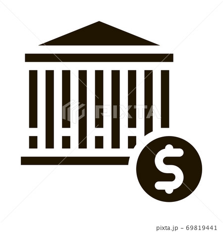 Financial Building And Dollar Coin glyph icon 69819441