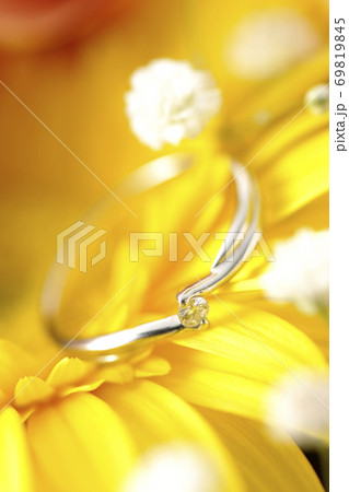 お花の中のダイヤの指輪 69819845