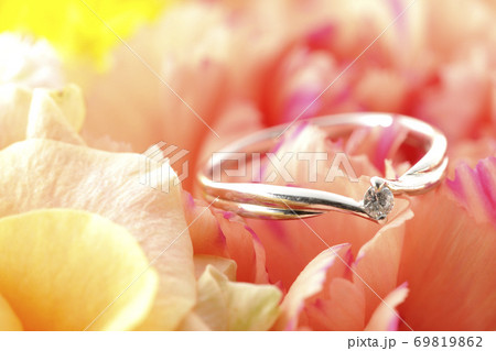 お花の中のダイヤの指輪 お花の中のダイヤの指輪 69819862