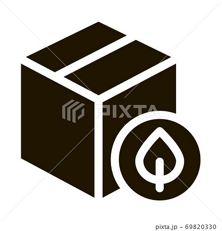 Closed Carton Box With Plant Leaf glyph icon 69820330