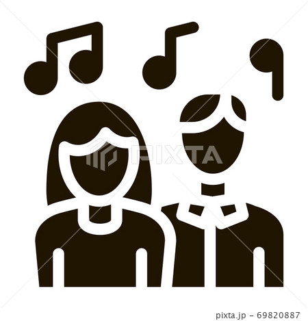 Human Silhouettes Singing Song In Karaoke Vector 69820887