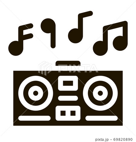 Playing Record Player And Musical Notes Vector 69820890