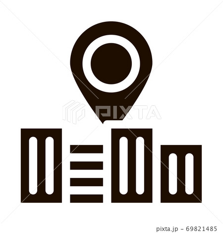 Gps Locaton Mark And Building Vector Sign Iconのイラスト素材