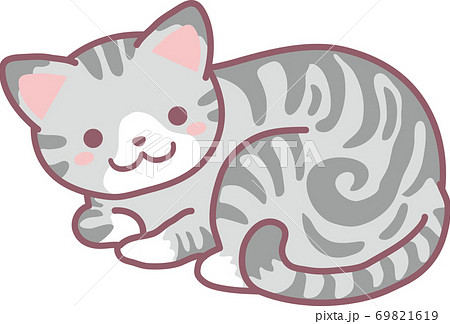 サバ白アメショ猫のイラスト素材