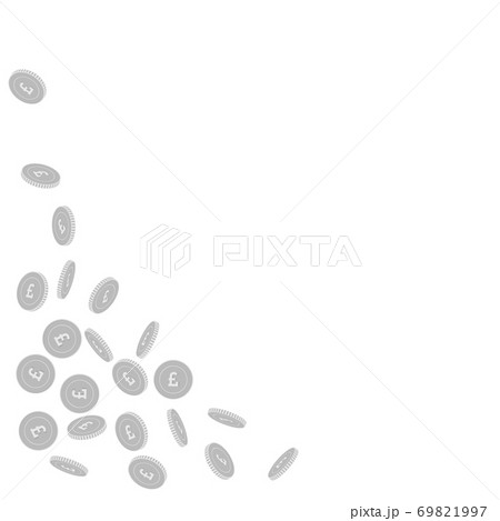 British pound coins falling. Scattered black and w British pound coins falling. Scattered black and w 69821997