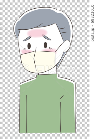 戴著發燒和麵具的中年男子 戴著發燒和麵具的中年男子 69823010