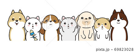 動物のベクターイラストレーション 整列 犬と猫 動物のベクターイラストレーション 整列 犬と猫 69823028
