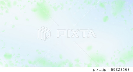 Green flower petals falling down. Overwhelming rom 69823563