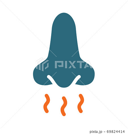 Nose and smell colored icon. Breath, inhalation pleasant aroma, sense of smell symbol 69824414