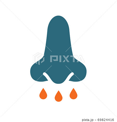 Sinusitis colored icon. Diseased of nose and paranasal sinuse, stuffy nose, runny nose symbol 69824416