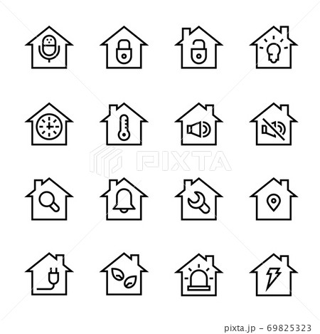 set of smart home simple line icons 69825323
