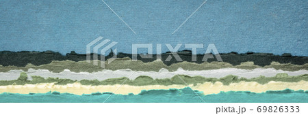sky and sea abstract landscape created with handmade Indian paper 69826333