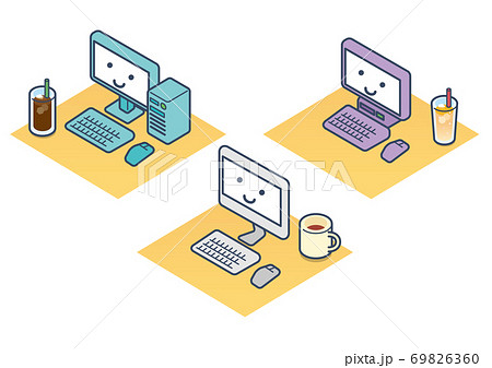 パソコンでネットサーフィンのイラスト パソコンでネットサーフィンのイラスト 69826360