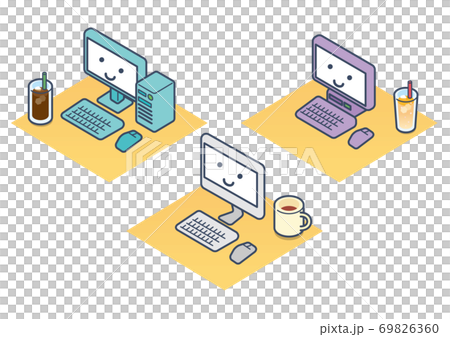 パソコンでネットサーフィンのイラスト パソコンでネットサーフィンのイラスト 69826360
