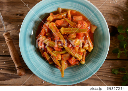 Okra dish with tomatoes Okra dish with tomatoes 69827254