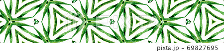 Green summer Seamless Border Scroll. Geometric Wat 69827695