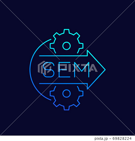 SEM icon, search engine marketing, linear style 69828224