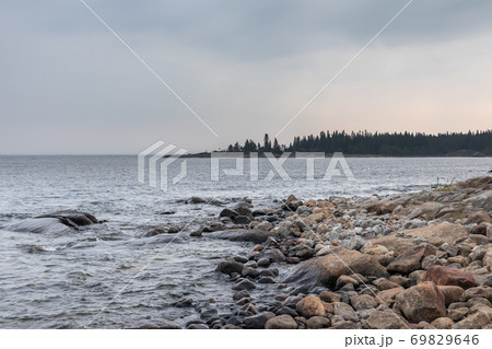 Sweden rocky sea side. Northern cloudy landscape Sweden rocky sea side. Northern cloudy landscape 69829646