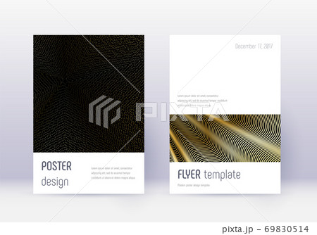 Minimalistic cover design template set. Gold abstr 69830514