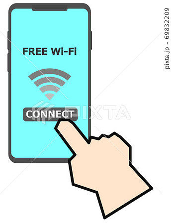 Wifiにスマホで接続するイラストのイラスト素材 6929