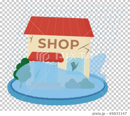 Vector illustration of a shop that is flooded Vector illustration of a shop that is flooded 69833147