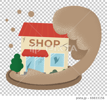 水害に遭うショップのベクターイラスト 69833156