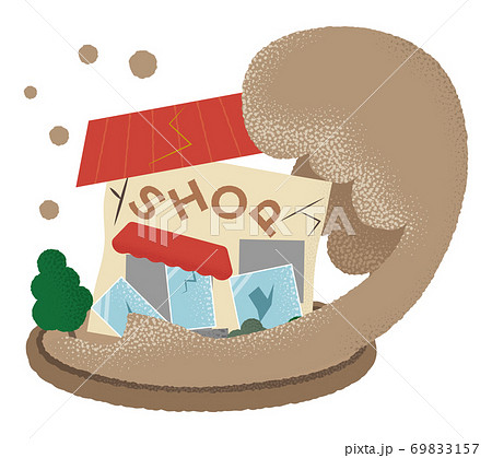 水害に遭うショップのベクターイラスト 69833157
