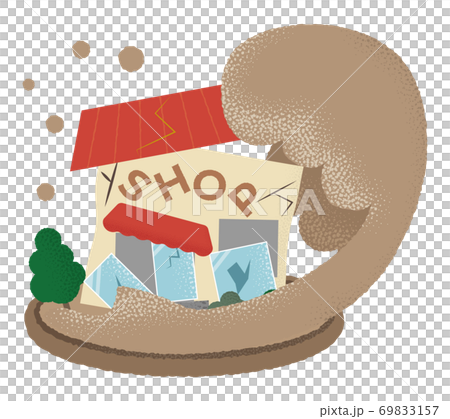 水害に遭うショップのベクターイラスト 69833157