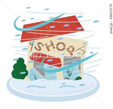 吹雪の被害に遭うショップのベクターイラスト 69833276