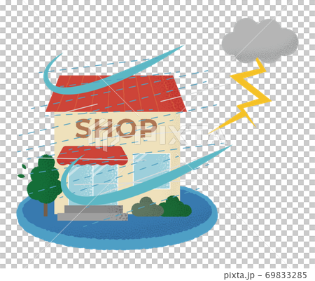雷雨の被害に遭うショップのベクターイラスト 雷雨の被害に遭うショップのベクターイラスト 69833285