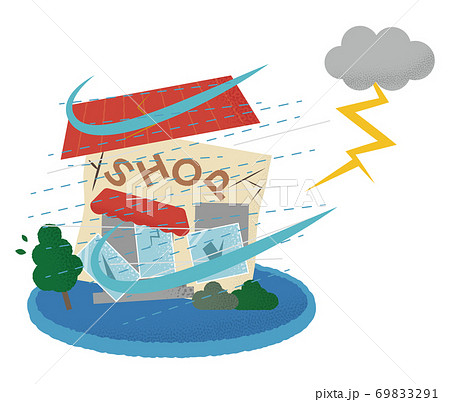 雷雨の被害に遭うショップのベクターイラスト 雷雨の被害に遭うショップのベクターイラスト 69833291