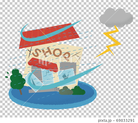 雷雨の被害に遭うショップのベクターイラスト 雷雨の被害に遭うショップのベクターイラスト 69833291