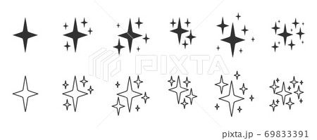 Mです₊⁎⁺˳✧༚ Glyph line sparkles icon star twinkle vector set - Stock