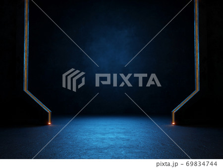 Empty dark room, Modern Futuristic Sci Fi Background 69834744