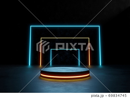 Empty dark room, Modern Futuristic Sci Fi Background. 69834745