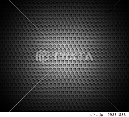 Black abstract background with metal background. Grid of round cells. 69834888