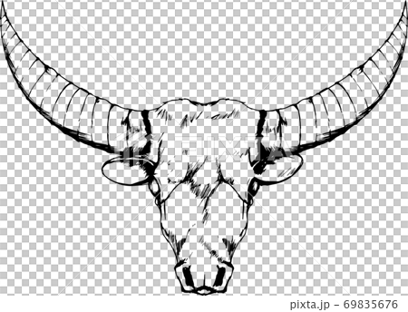 Realistic and simple line art of cow's head - Stock Illustration ...