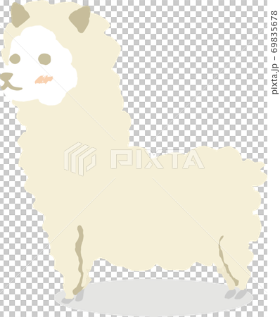 横から見た可愛いアルパカのイラストのイラスト素材
