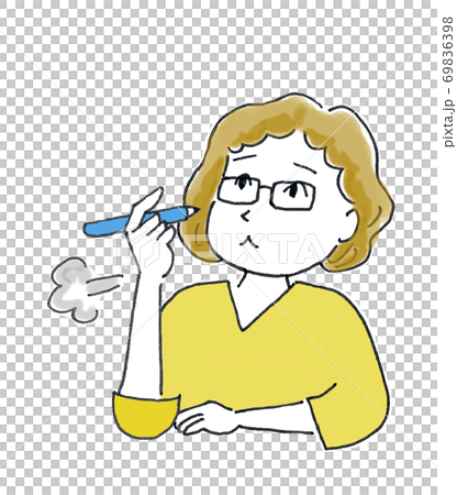 A middle-aged woman who is worried sighs A middle-aged woman who is worried sighs 69836398