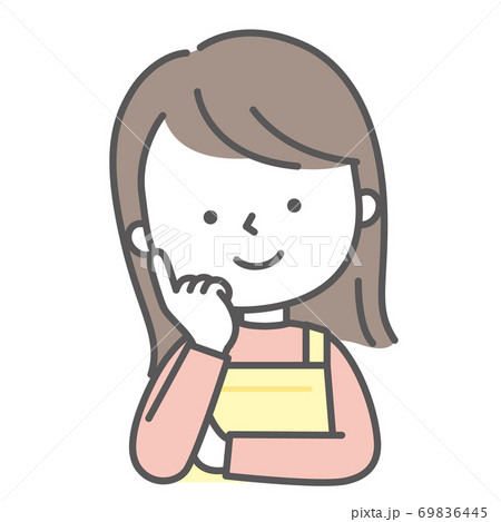 考えごとをするエプロンをした女性 考えごとをするエプロンをした女性 69836445
