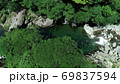 面河川深青の新緑(4K空撮切出し)、面河ブルーを求めて 69837594