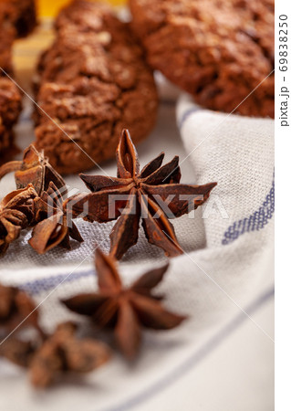 Homemade oat cookies for snack close up 69838250