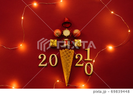 happy new year abstract christmas tree lights red 69839448