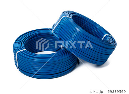 coils of blue cable isolated on white background 69839569