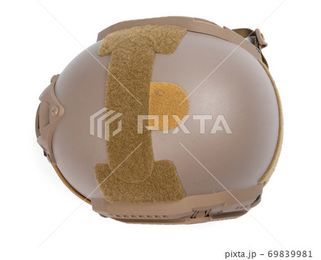 Camouflage military helmet isolated on white background 69839981