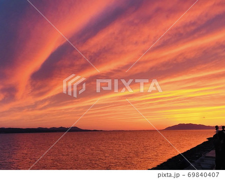 宍道湖の夕焼け雲 69840407
