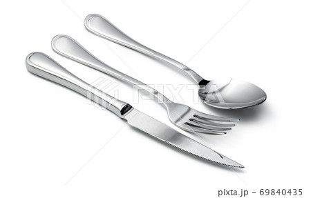 Spoon, knife and fork isolated on white background 69840435